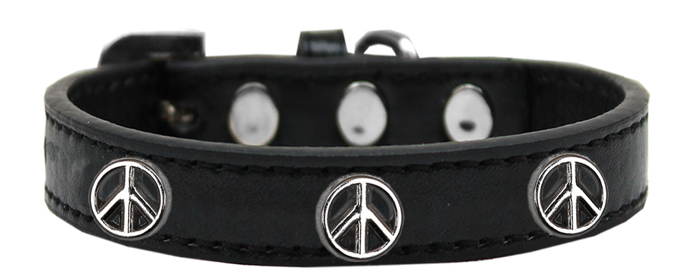Peace Sign Widget Dog Collar Black Size 18